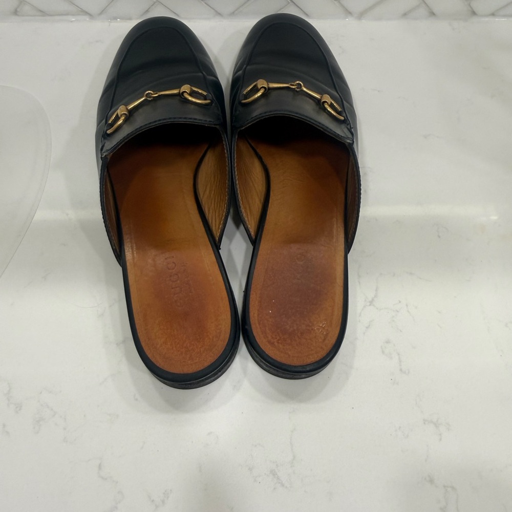 USED - Gucci Princetown Leather Mules Black 38 - Picture 3 of 4